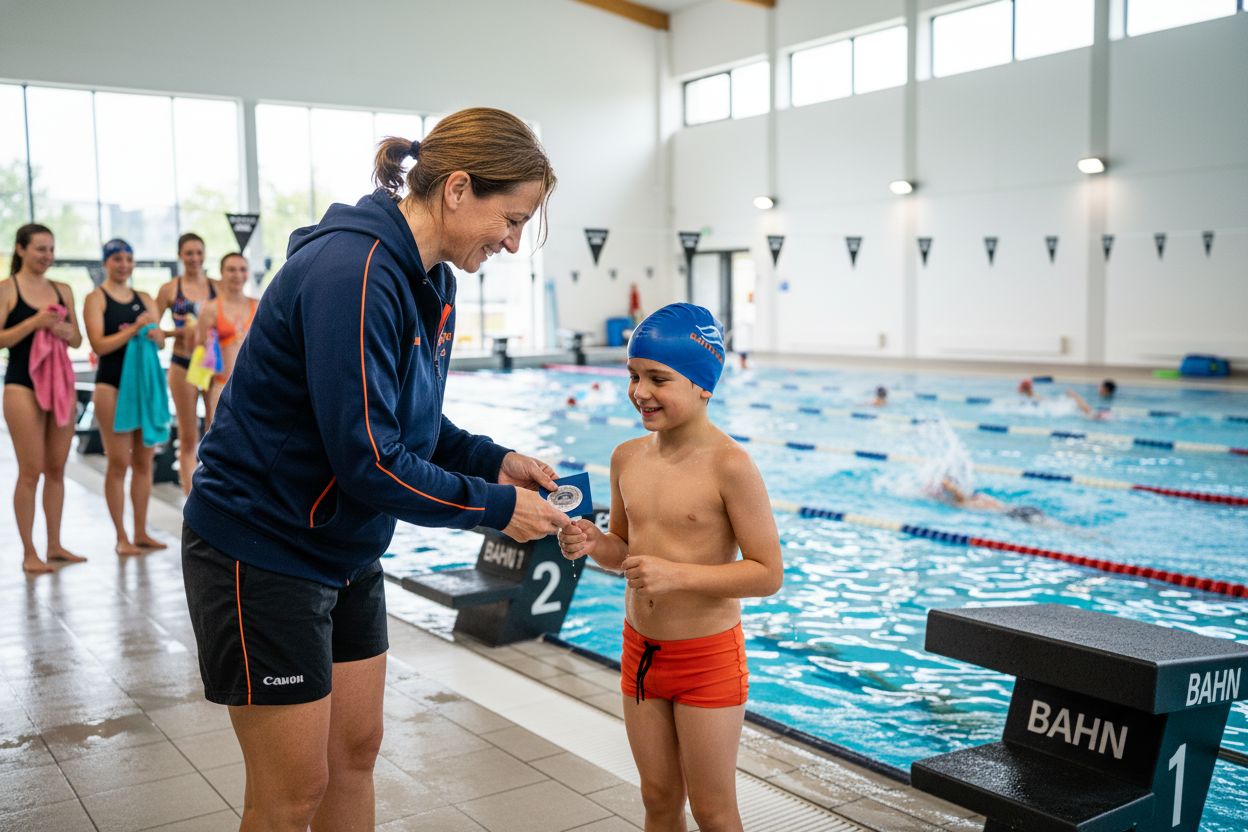 Silber Schwimmabzeichen Übergabe