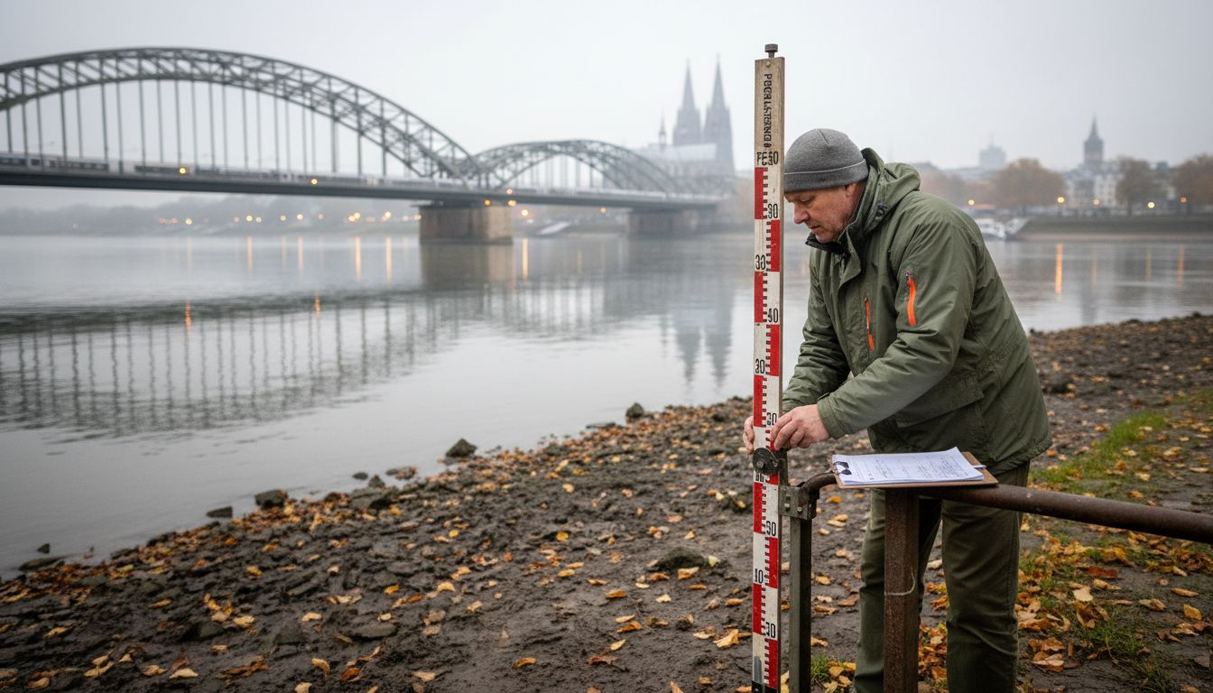 Pegelstandsmessung am Kölner Rheinufer