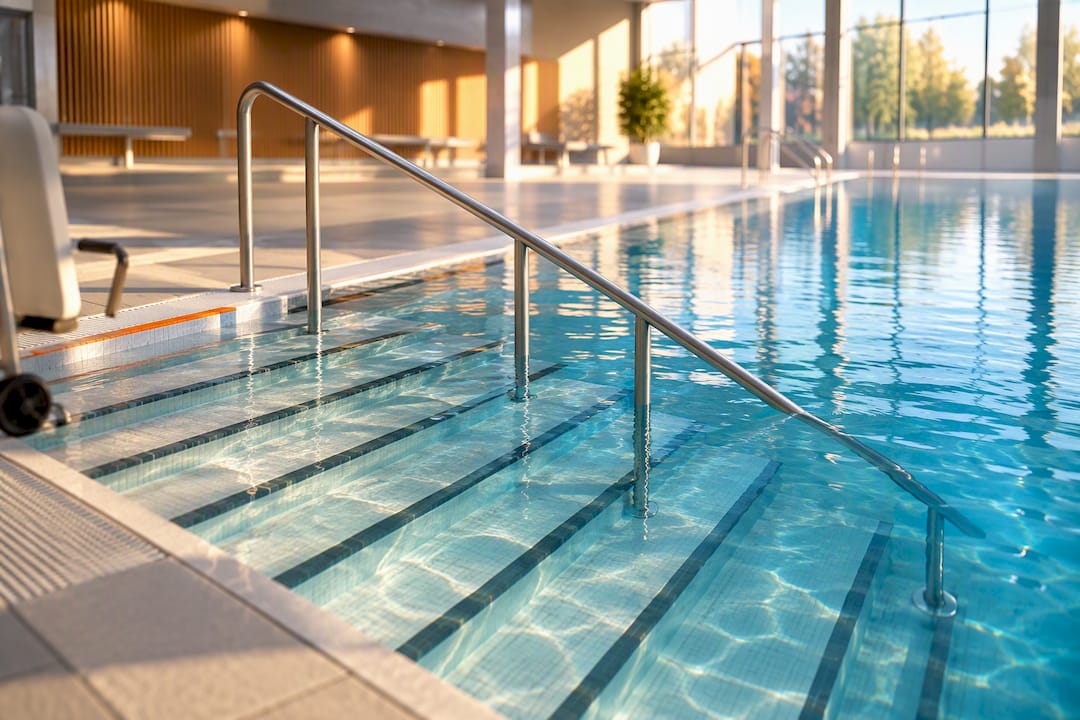 Barrierefreie Treppe zum Schwimmbecken