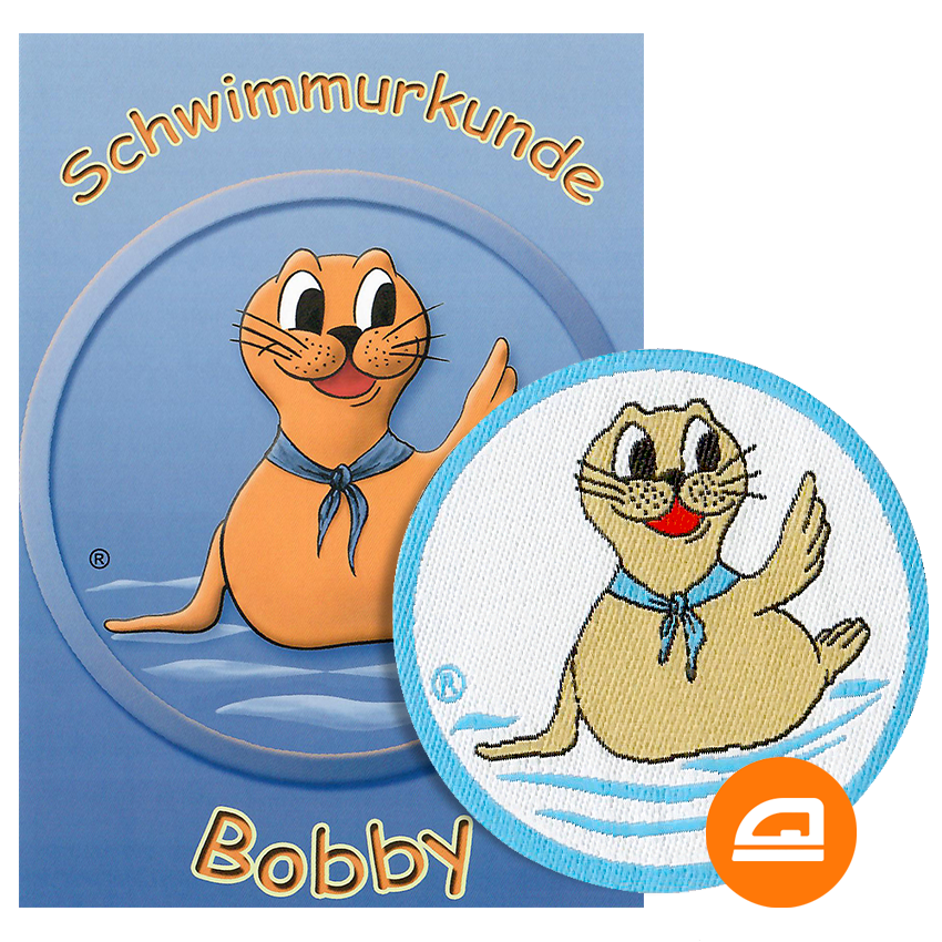 Set Schwimmabzeichen Bobby zum Aufbügeln - Das Neuschwimmer Abzeichen mit dem Seehund - pimpertz