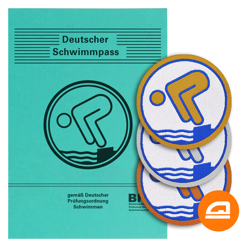Schwimmabzeichen Bronze, Silber & Gold mit Schwimmpass | 3er Set