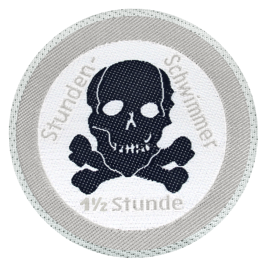 Schwimmabzeichen Totenkopf lasergeschnitten - Stundenschwimmer 1 1/2 Stunden - pimpertz
