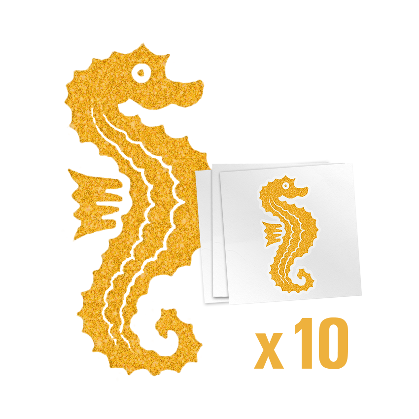 Hauttattoo Seepferdchen Gold 10er Set - pimpertz