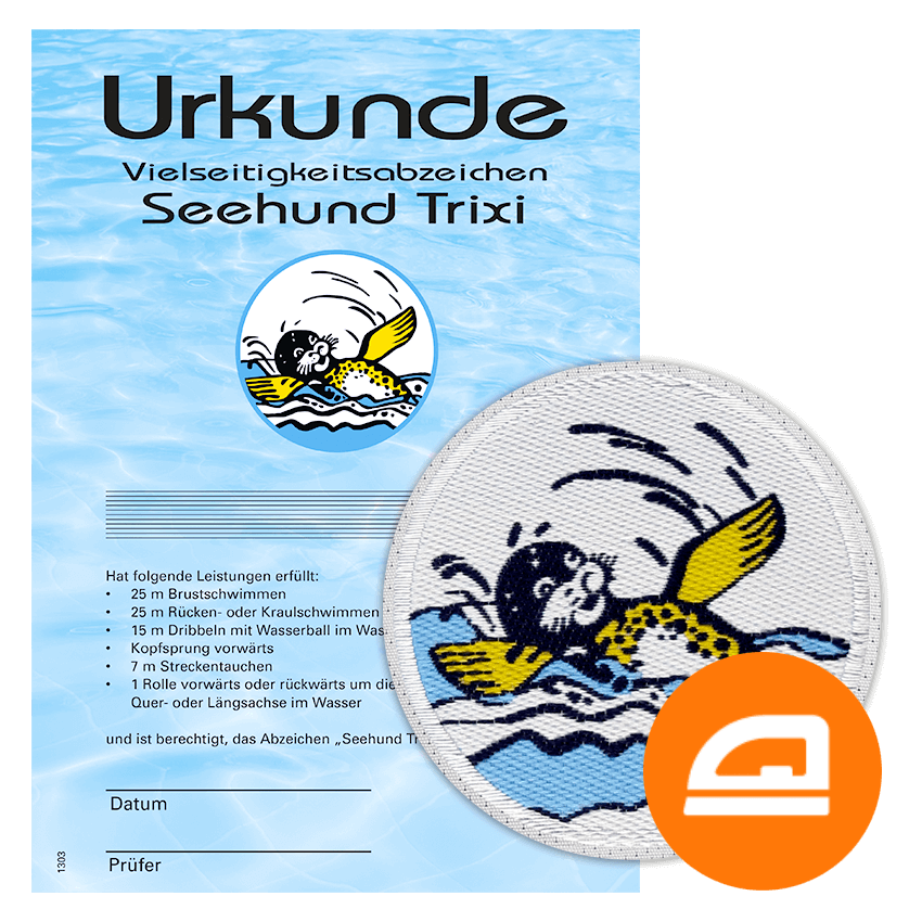 Set Trixi Schwimmabzeichen zum Aufbügeln | Das Trixi Vielseitigkeitsabzeichen mit Urkunde - pimpertz