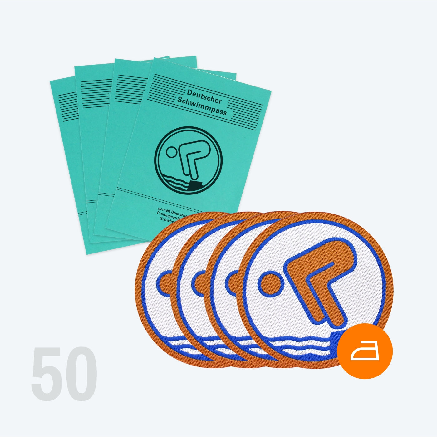 50 Deutsche Schwimmabzeichen Bronze mit 50 Schwimmpässen (Easy Plus, lasergeschnitten) - pimpertz
