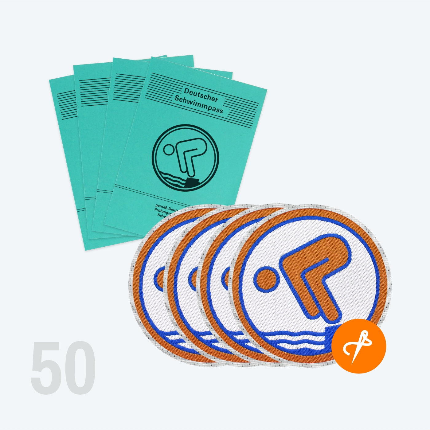 50 Deutsche Schwimmabzeichen Bronze mit 50 Schwimmpässen (Easy, lasergeschnitten) - pimpertz