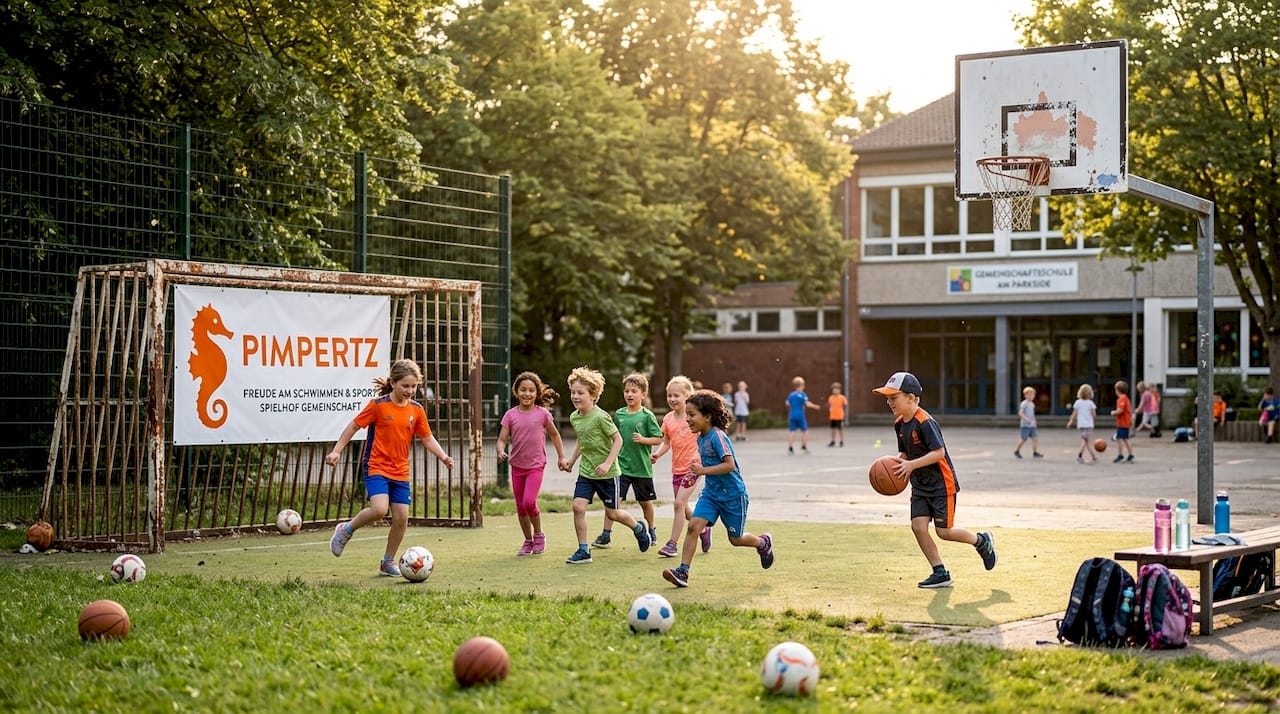 Kinder, die sich draußen beim Sport austoben