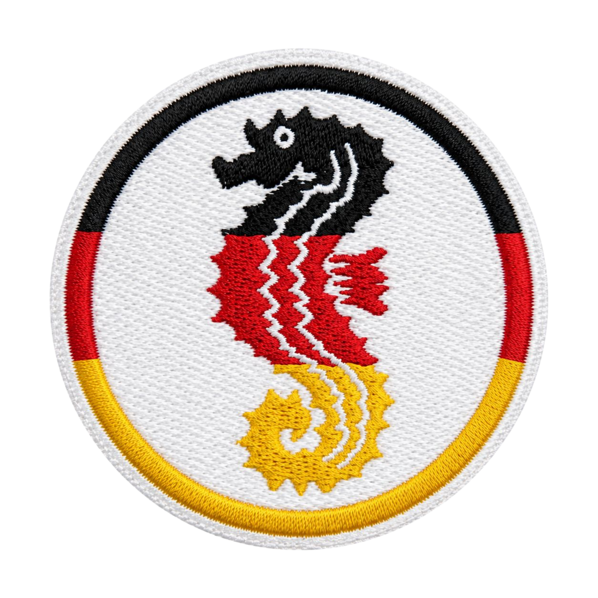 Deutschland-Seepferdchen Schwimmabzeichen – gesticktes Patch in Schwarz-Rot-Gold zum Aufnähen, Sonderedition